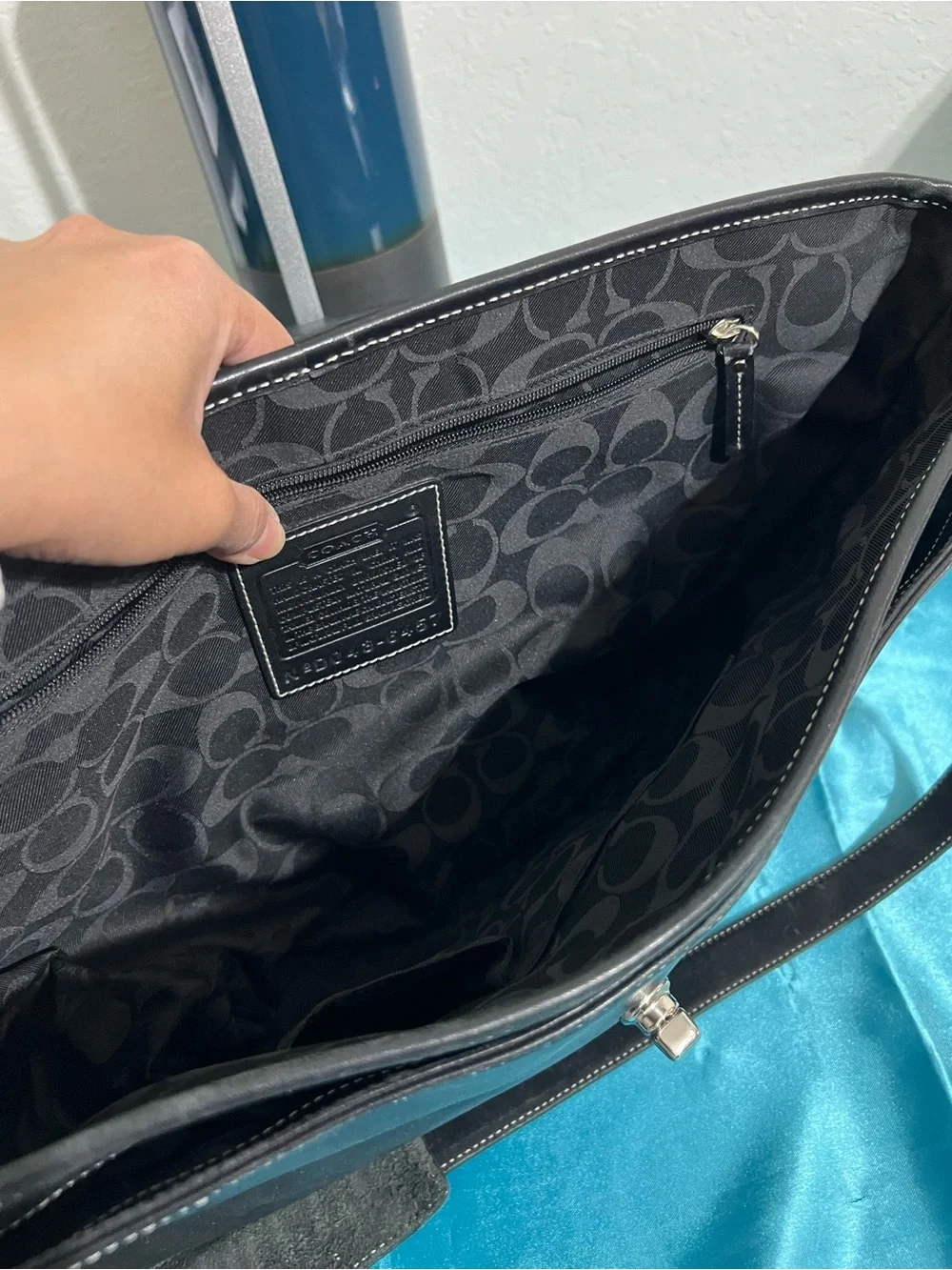 Vintage Coach Y2K Black Leather Top-Handle Messenger Bag - Laptop bag